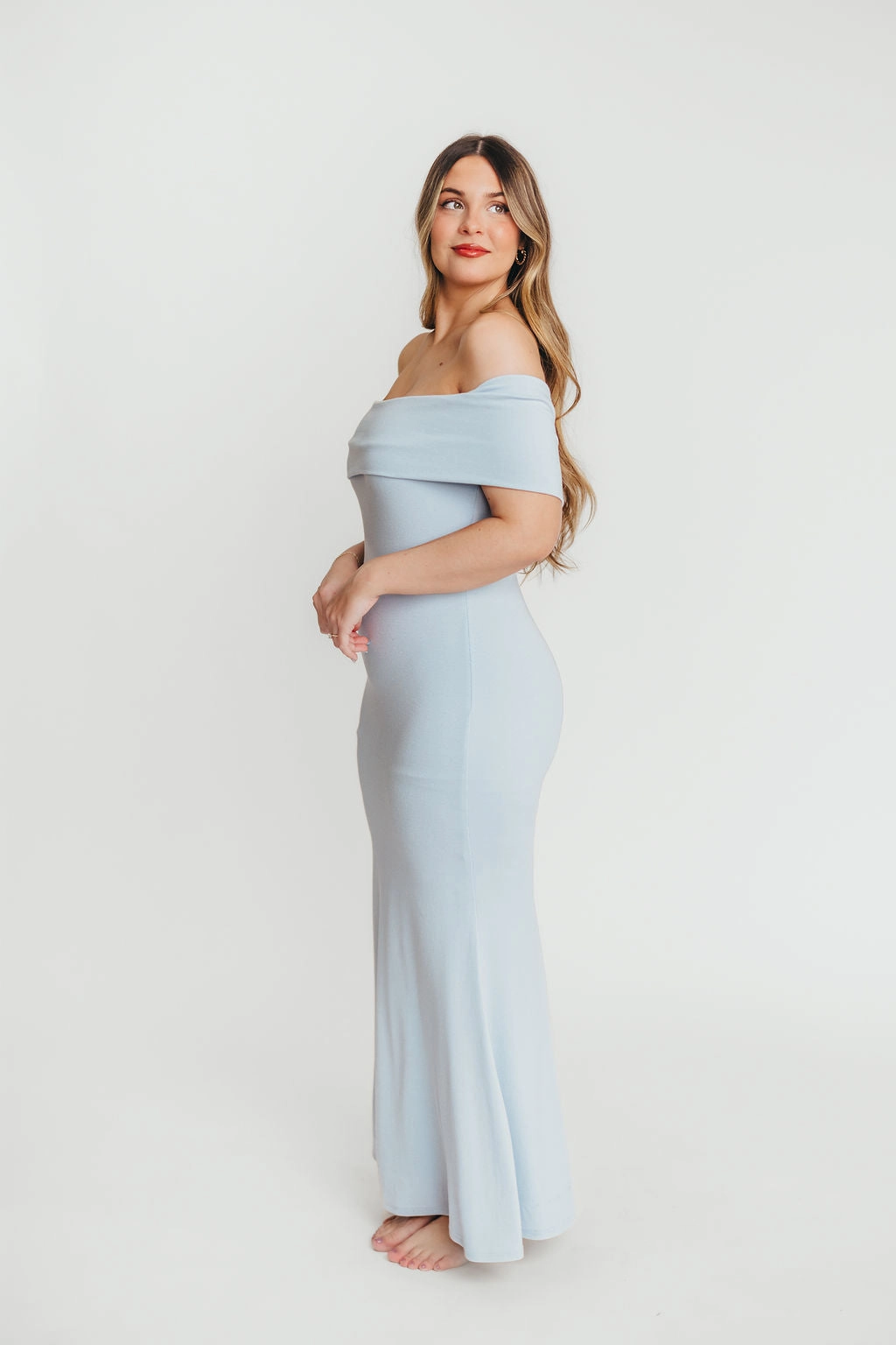 Monroe Maxi Dress in Blue - Bump Friendly Moment Soft Travel-Essential