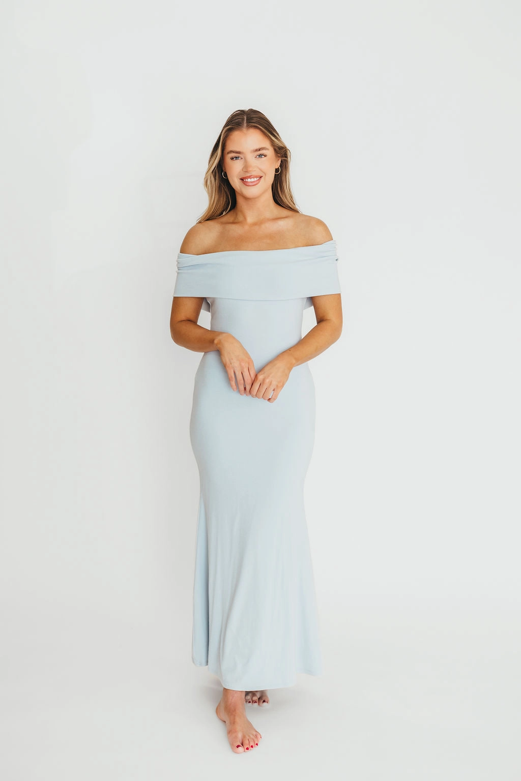 Monroe Maxi Dress in Blue - Bump Friendly Easy Layering Relax Tones