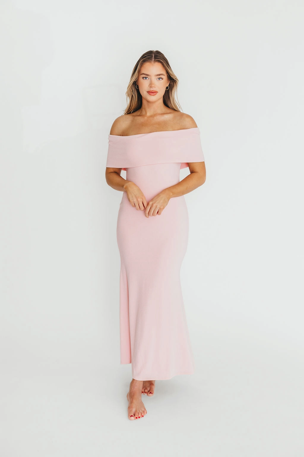 Street Flex Contrast-Panel Monroe Maxi Dress in Dusty Pink - Bump Friendly