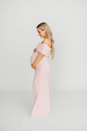 Relax Tones Monroe Maxi Dress in Dusty Pink - Bump Friendly
