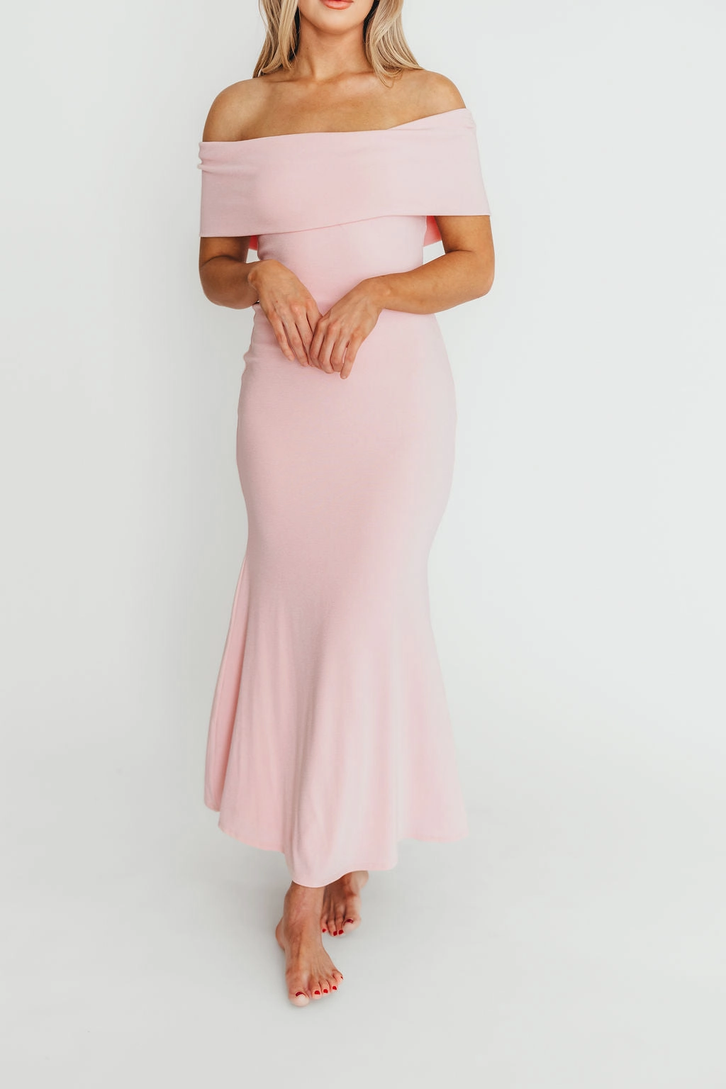 Body Fit Monroe Maxi Dress in Dusty Pink - Bump Friendly