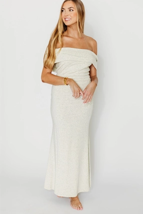 Monroe Maxi Dress in Heather Grey- Bump Friendly *Final-Sale* Shiny-Lining Casual Days