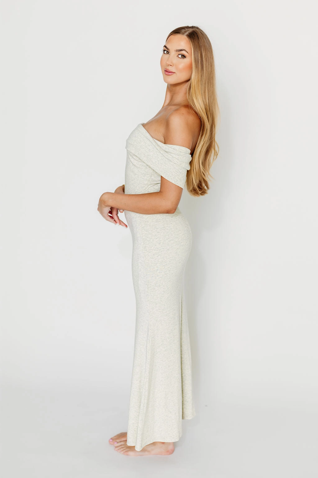 Monroe Maxi Dress in Heather Grey- Bump Friendly *Final-Sale* WideCollarDesign