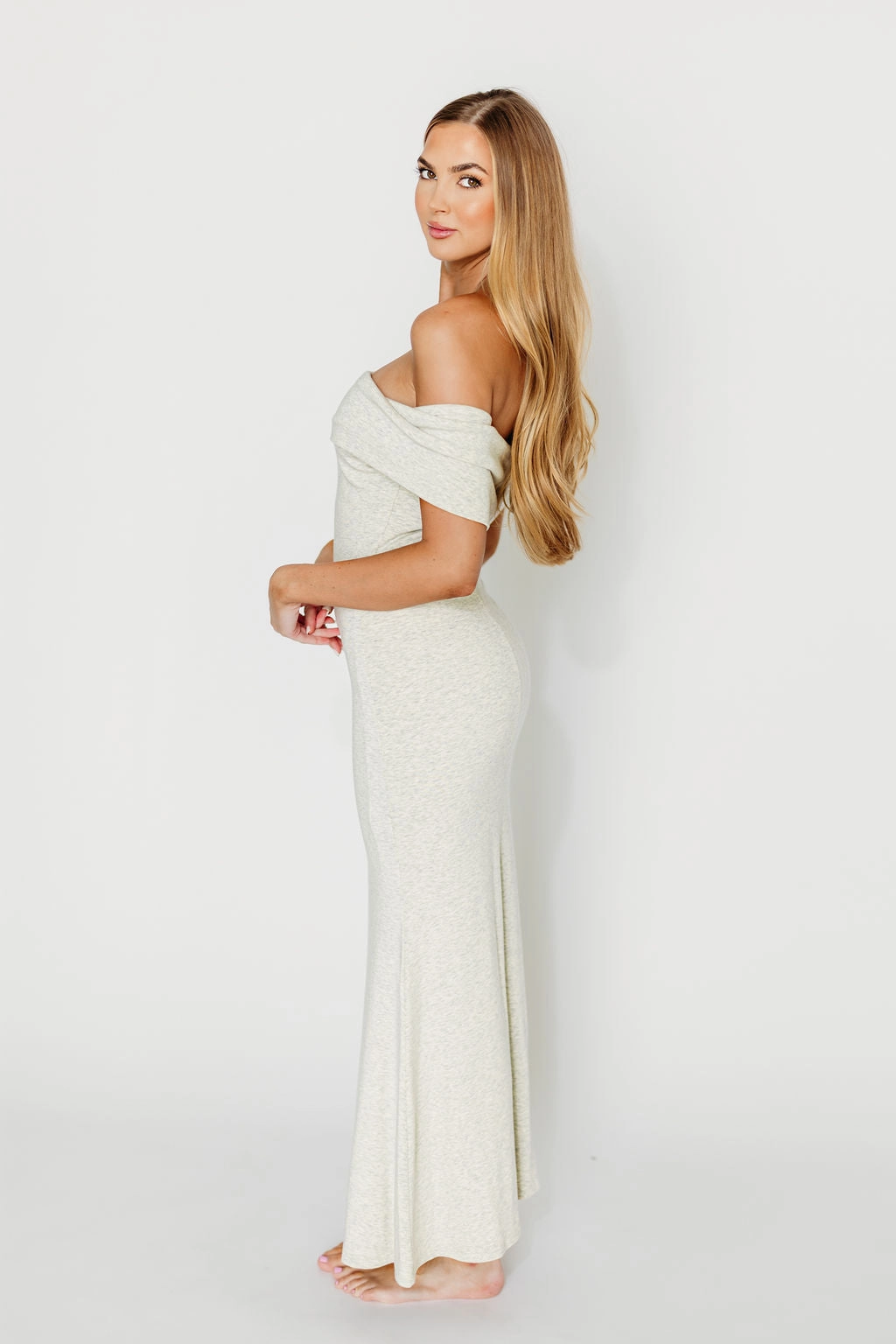 Stylish Vibe Monroe Maxi Dress in Heather Grey- Bump Friendly *Final-Sale*