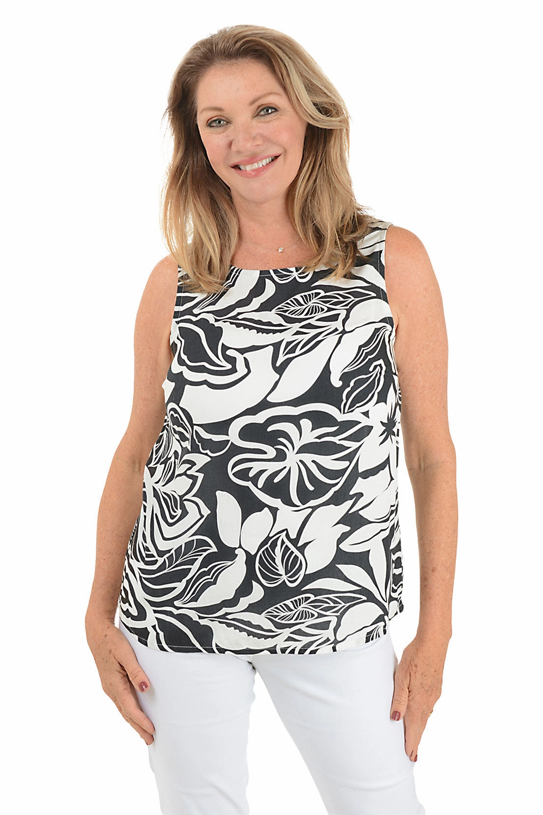 Loose cut Monstera Leaf Sleeveless Blouse