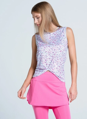 BrushedInnerLining Moon Flower Twist Front Tank