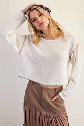 More To Love Sweater in Oatmeal Smooth Seam Transition