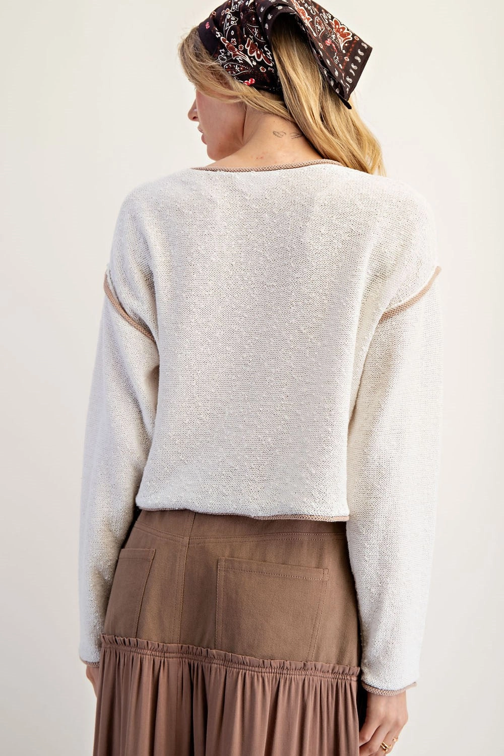 More To Love Sweater in Oatmeal Fitted Blouse StretchTechnology