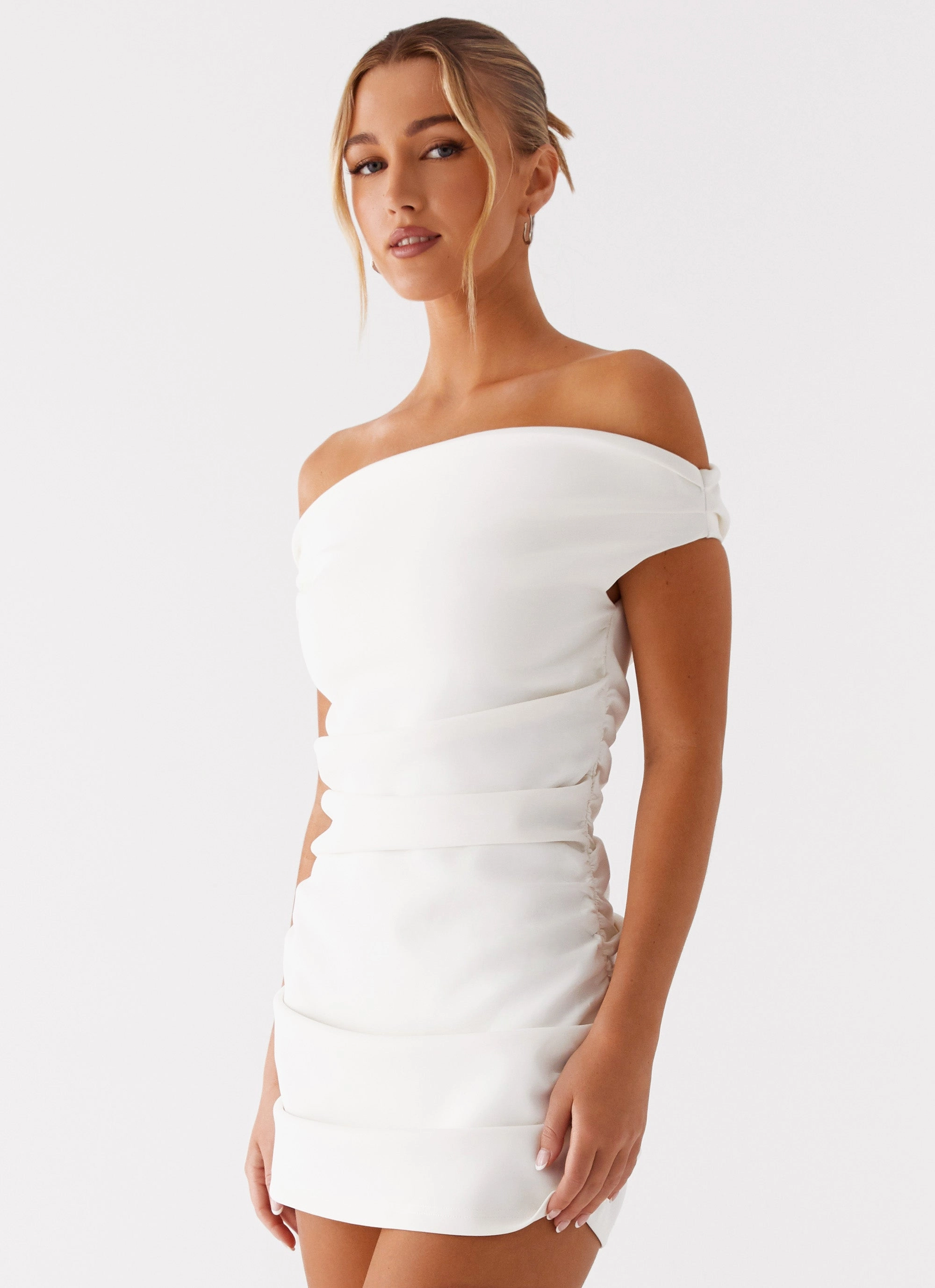 Morgan Off Shoulder Mini Dress - Ivory Easy-to-style casual dress