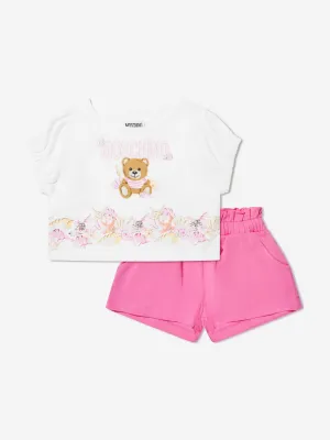 Moschino Girls T-Shirt And Shorts Set in White