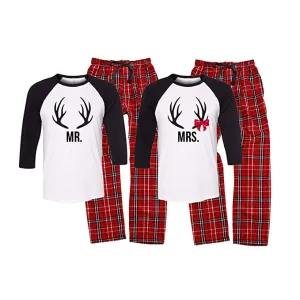 Mr. and Mrs. Antler Christmas Pajama Set