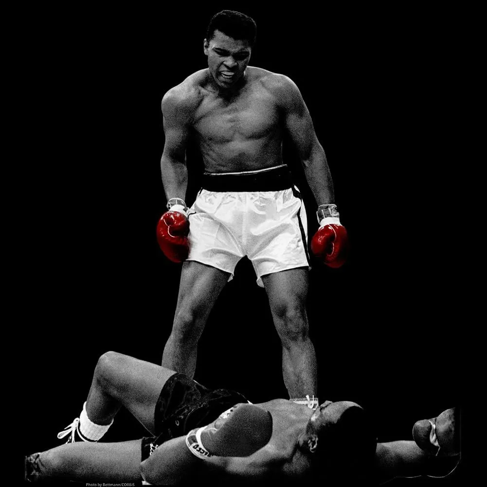 Muhammad Ali Heavyweight Champion '65 Front & Back Print Adult Black Short Sleeve T Shirt Graphic Tees