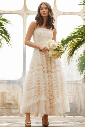 Hattie Ruffle Strapless Ankle Gown Classic Mood urban vibe