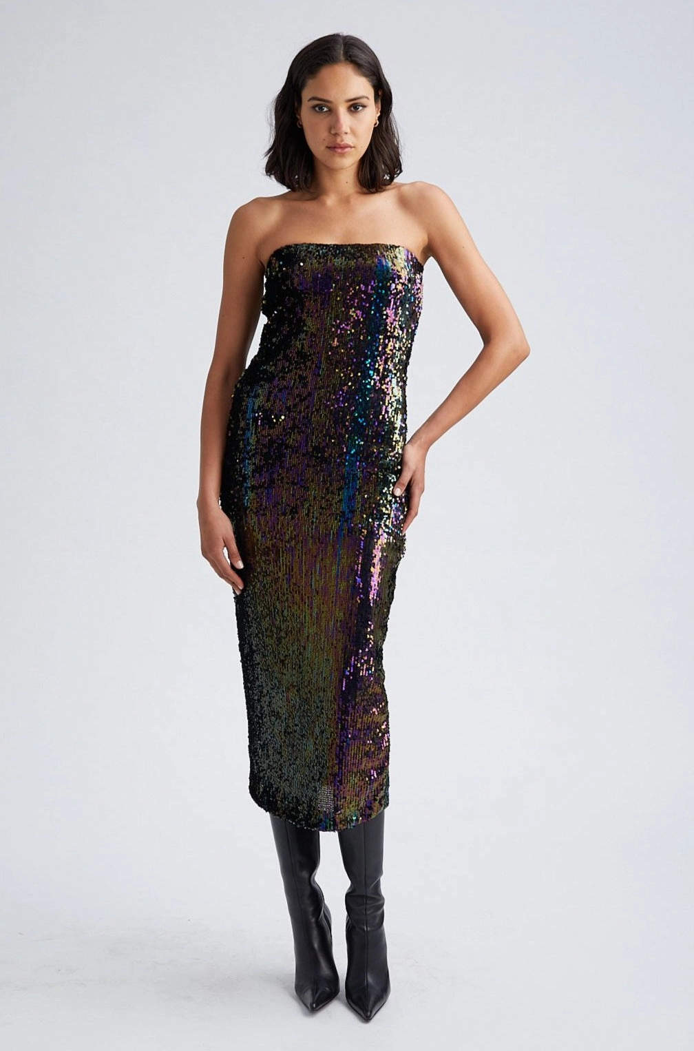Grace Flow Sleek Outline Multi Color Sequin Tube Dress