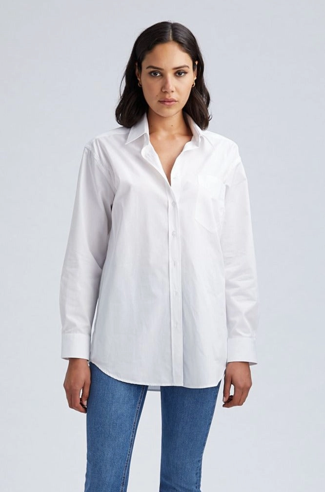 White Slim Fit Button Down With Pocket Organic Cotton Fiber