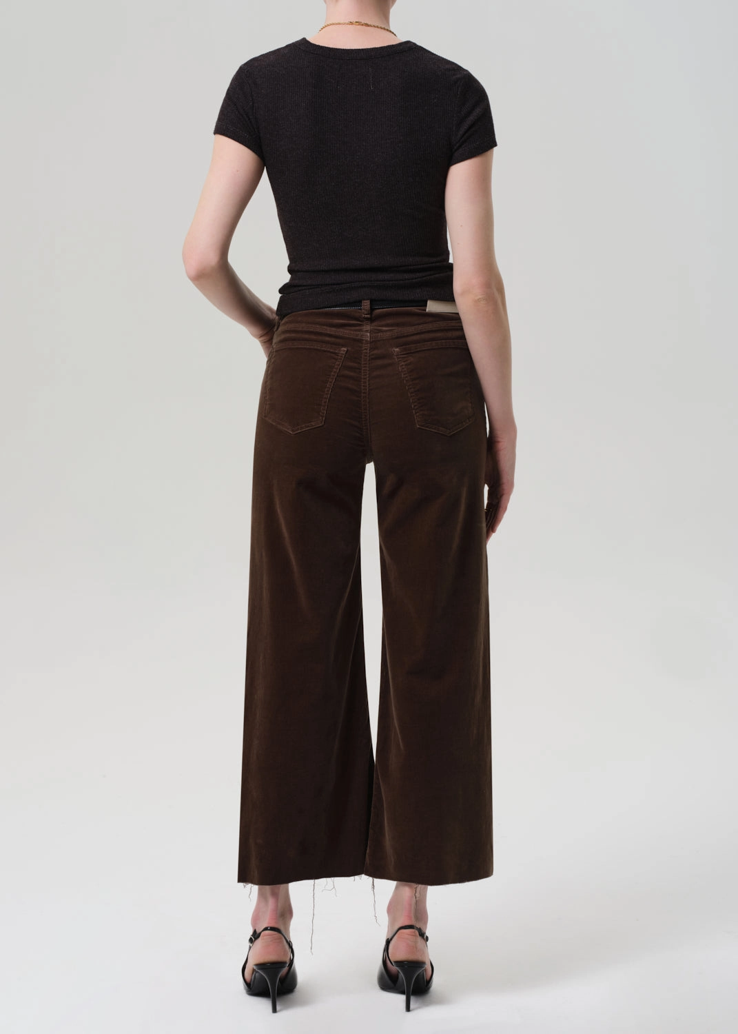 Lyra Wide Leg Crop Corduroy in Costes Quick Dry Fabric Wardrobe Choice