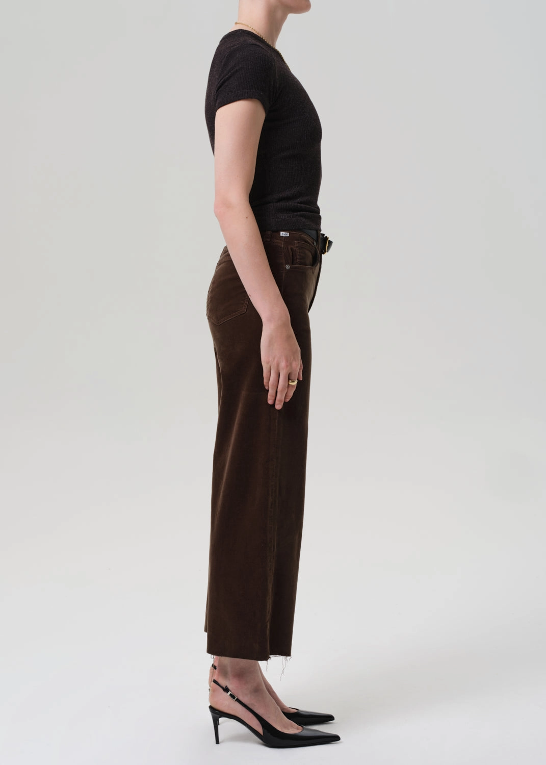 Lyra Wide Leg Crop Corduroy in Costes Stretch Fit Denim