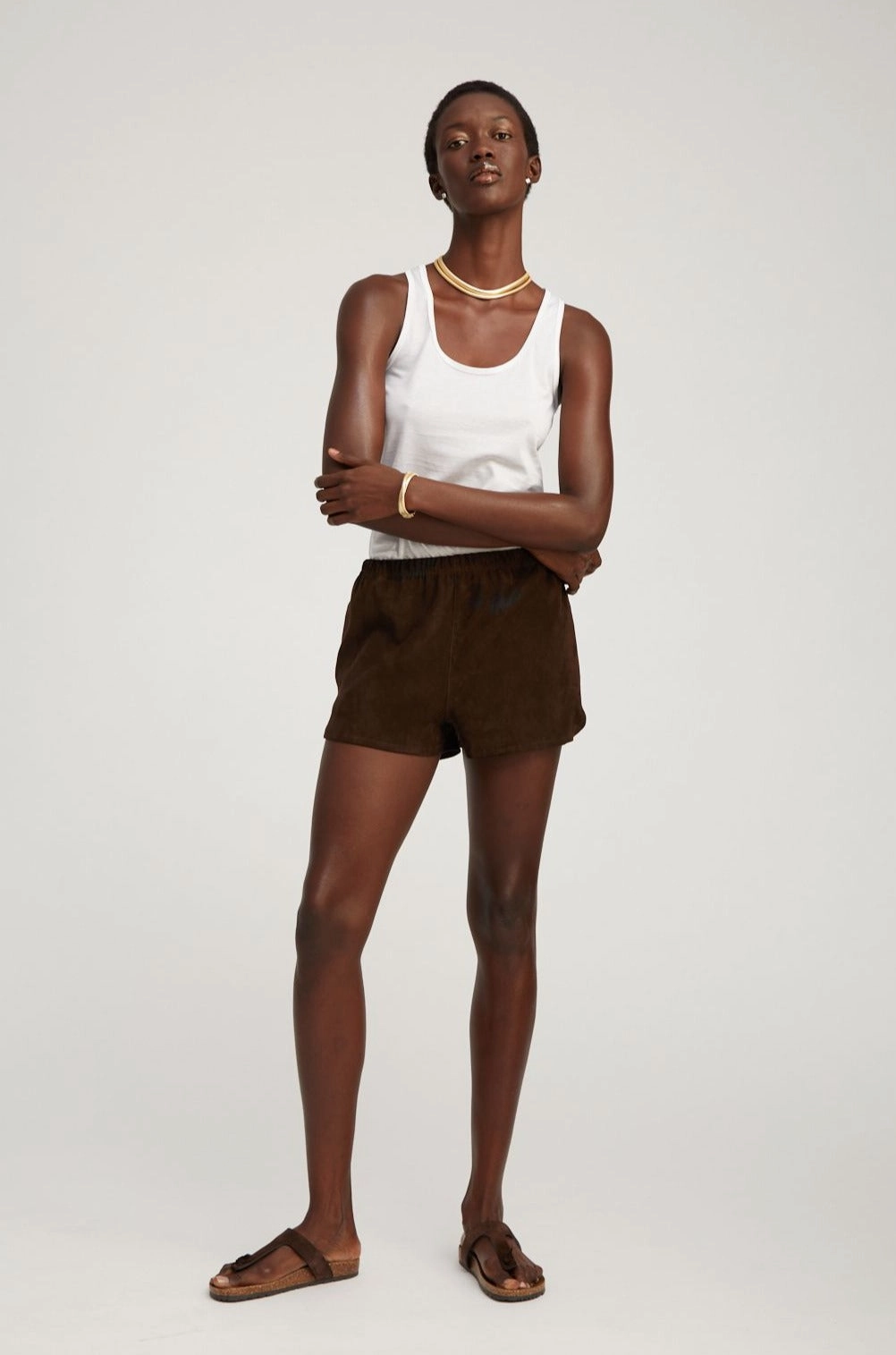White Scooped Tank Top MicrofiberBlend TactileWeave