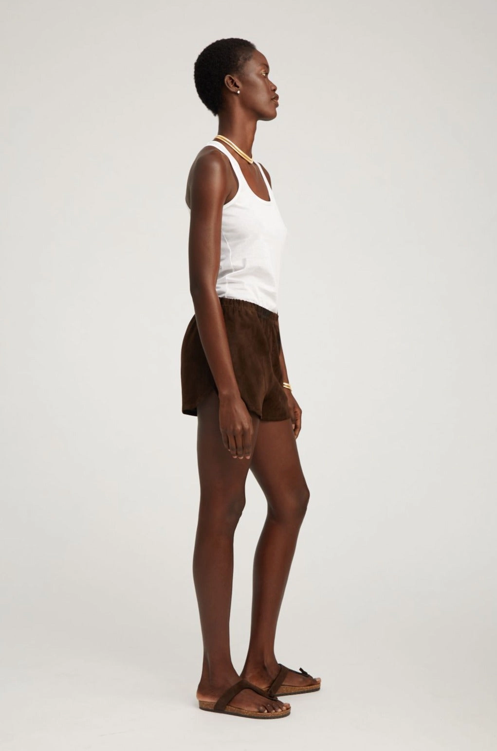 White Scooped Tank Top Ventilated Mesh Panels