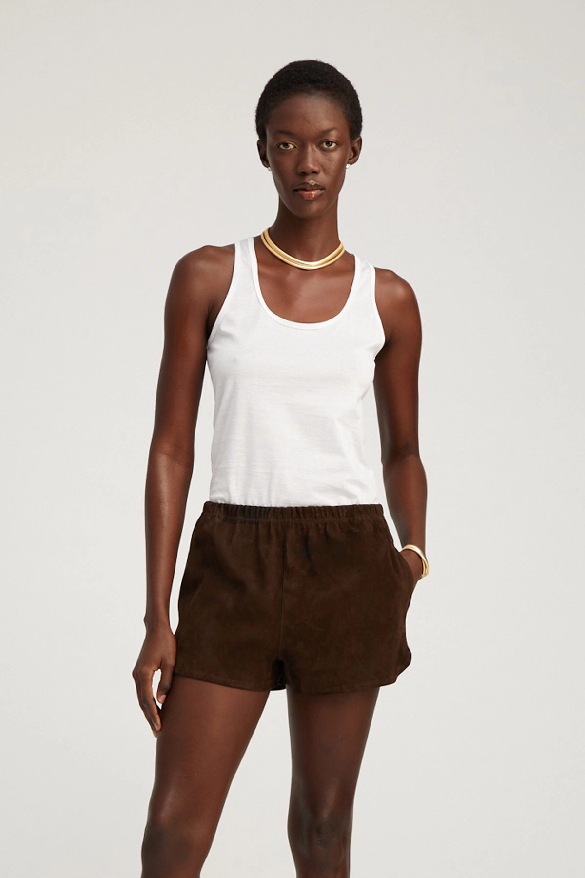 White Scooped Tank Top Chic Tee