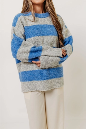 Hollis Textured Sweater in Blue Grey Stretchable Material Airflow Optimized Weave