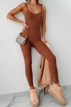 AntiBacterial Coating AntiMicrobialLining Better By The Minute Sweater Knit Catsuit (Mocha)