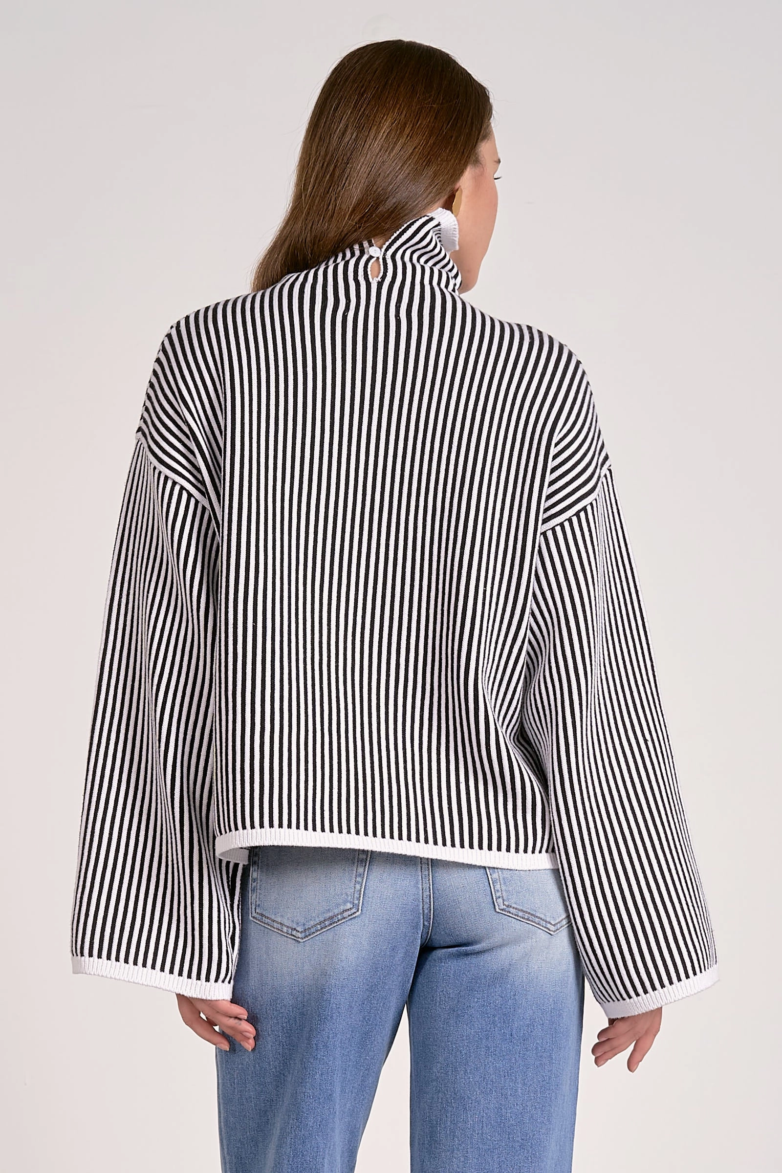 Multipurpose Layering Piece Chic Black Stripe Sweater