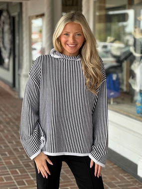 Chic Tee LowImpact Dye Process Chic Black Stripe Sweater