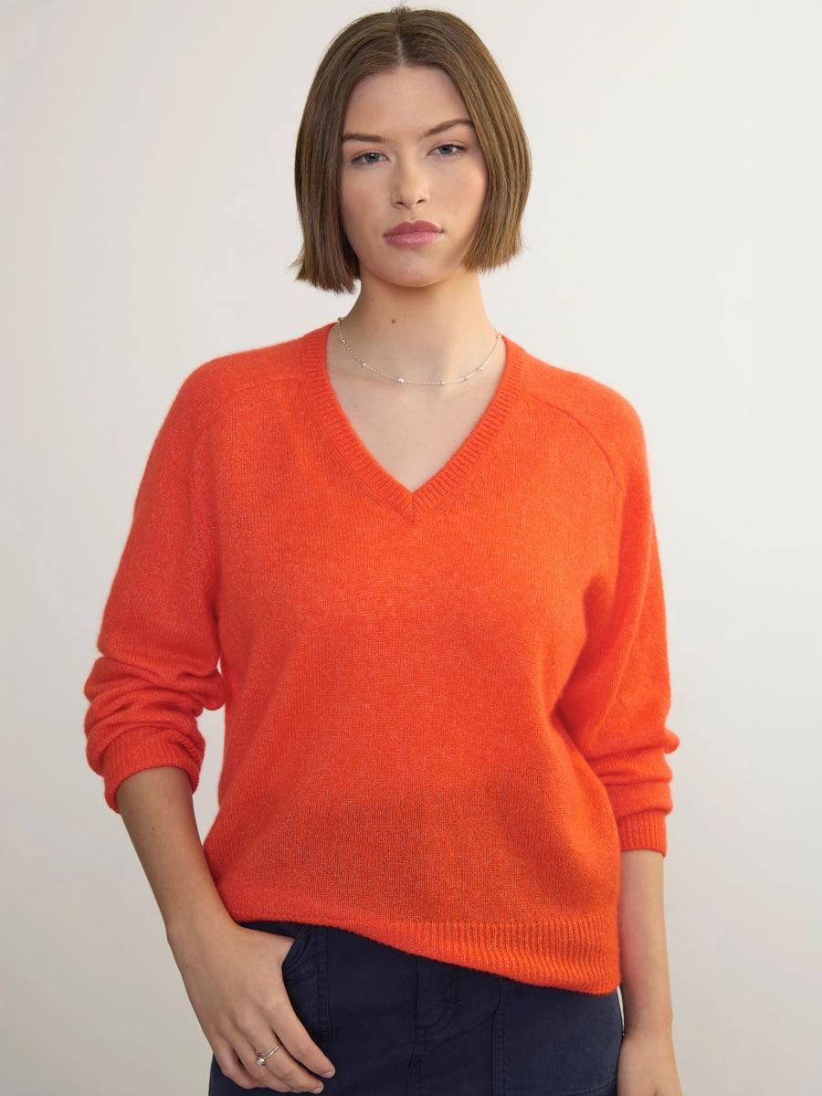 Textured Weave VNECK RAGLAN PULLOVER