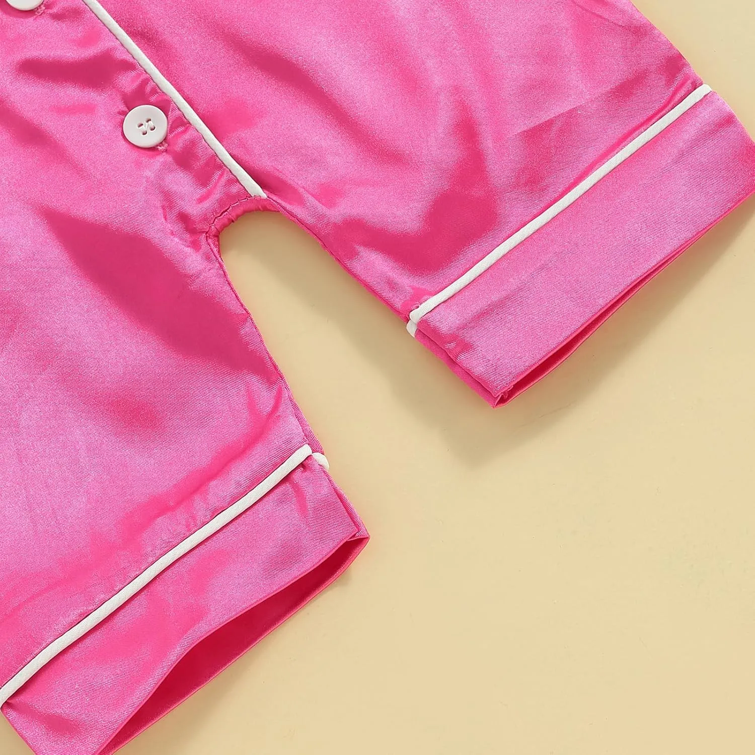 Multitrust Newborn Baby Boy Girl Silk Pajamas Short Sleeve Button Up Satin Pjs One Piece Romper Onesie Shorts Baby Sleepwears