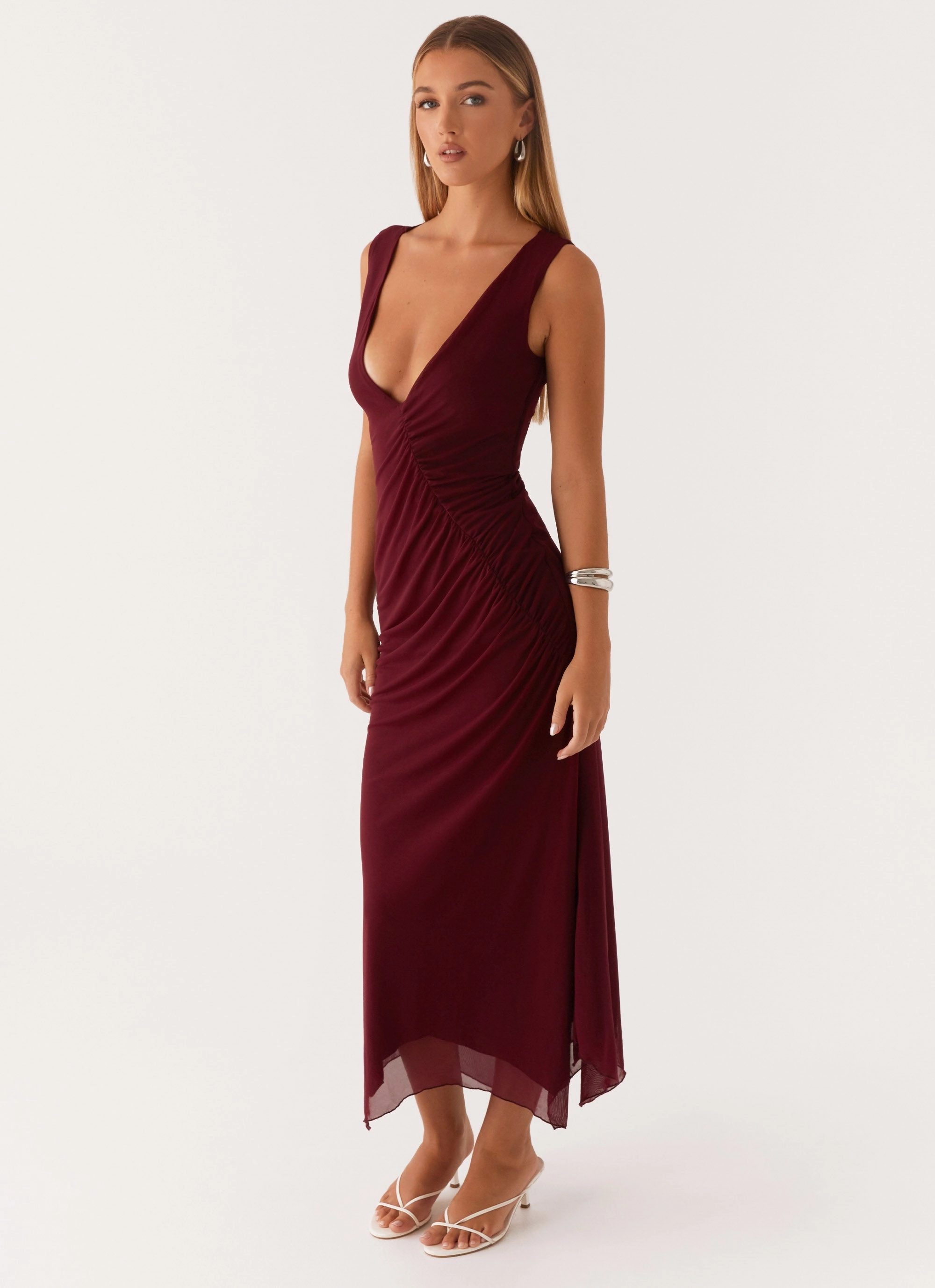Murphy Maxi Dress - Deep Maroon Flower Grace Chic Motion