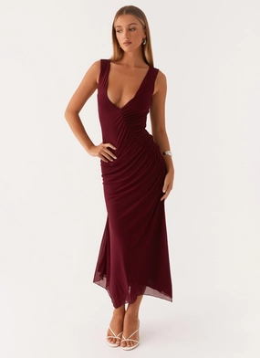 Piped-Edge Murphy Maxi Dress - Deep Maroon