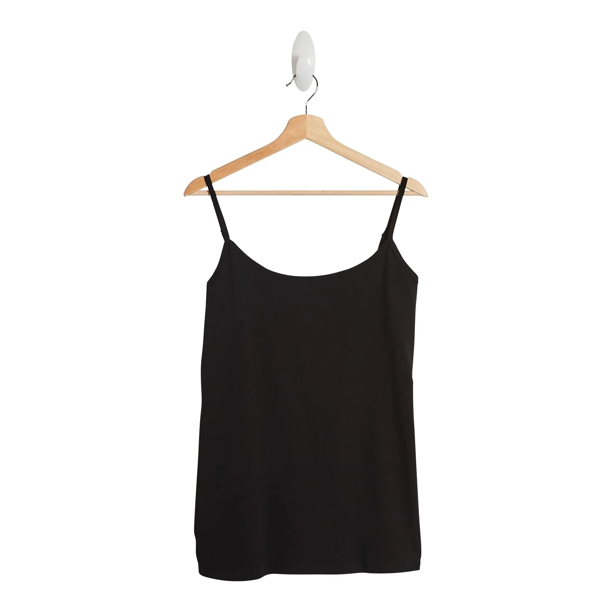mySTYLE Women's Plus Scoop Neck Cami Top with Adjustable Spaghetti Straps, Black