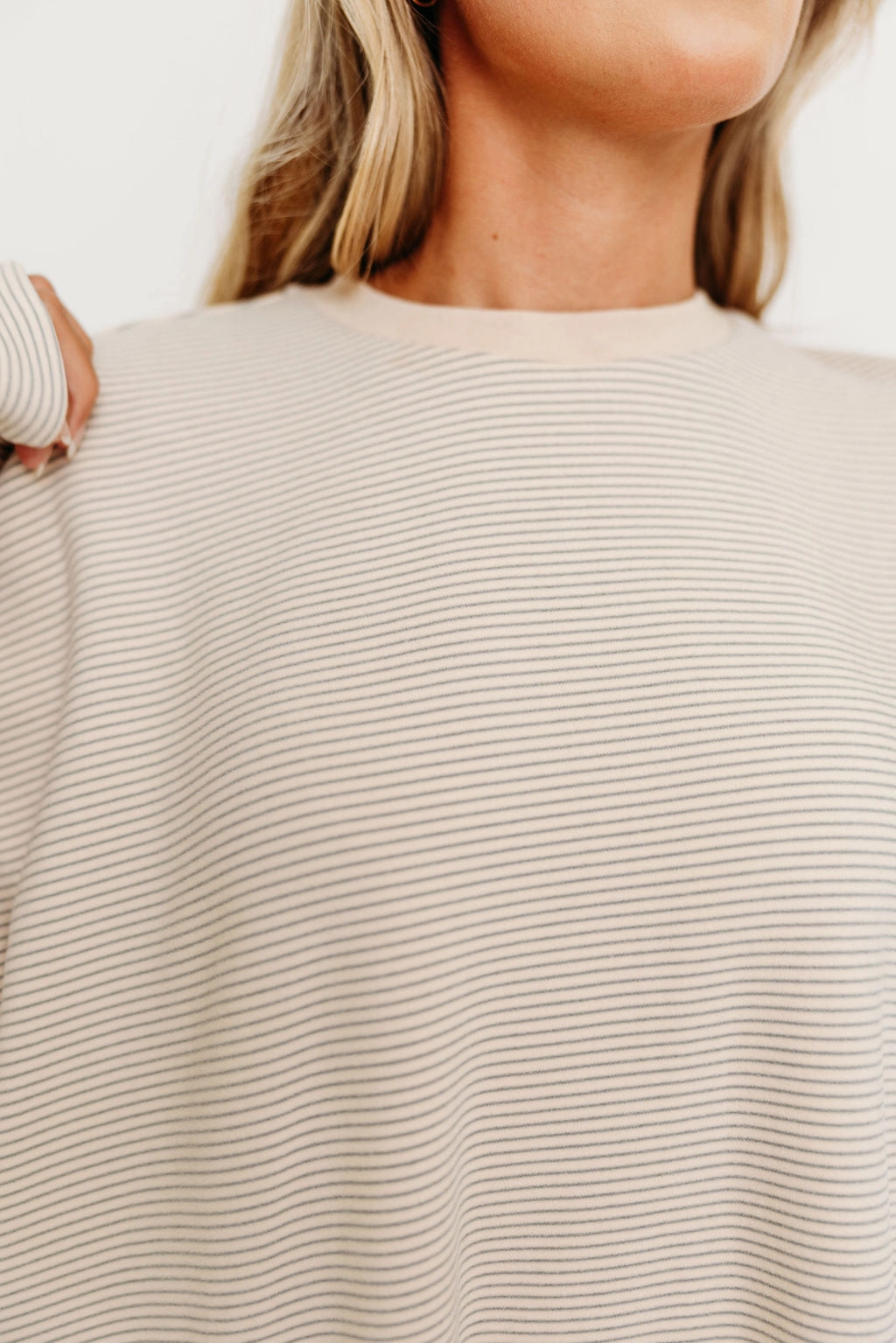 Sun Protection Fabric Naomi Oversized Fleece Top in Cream/Grey - Bump Friendly  *Worth Exclusive Print*