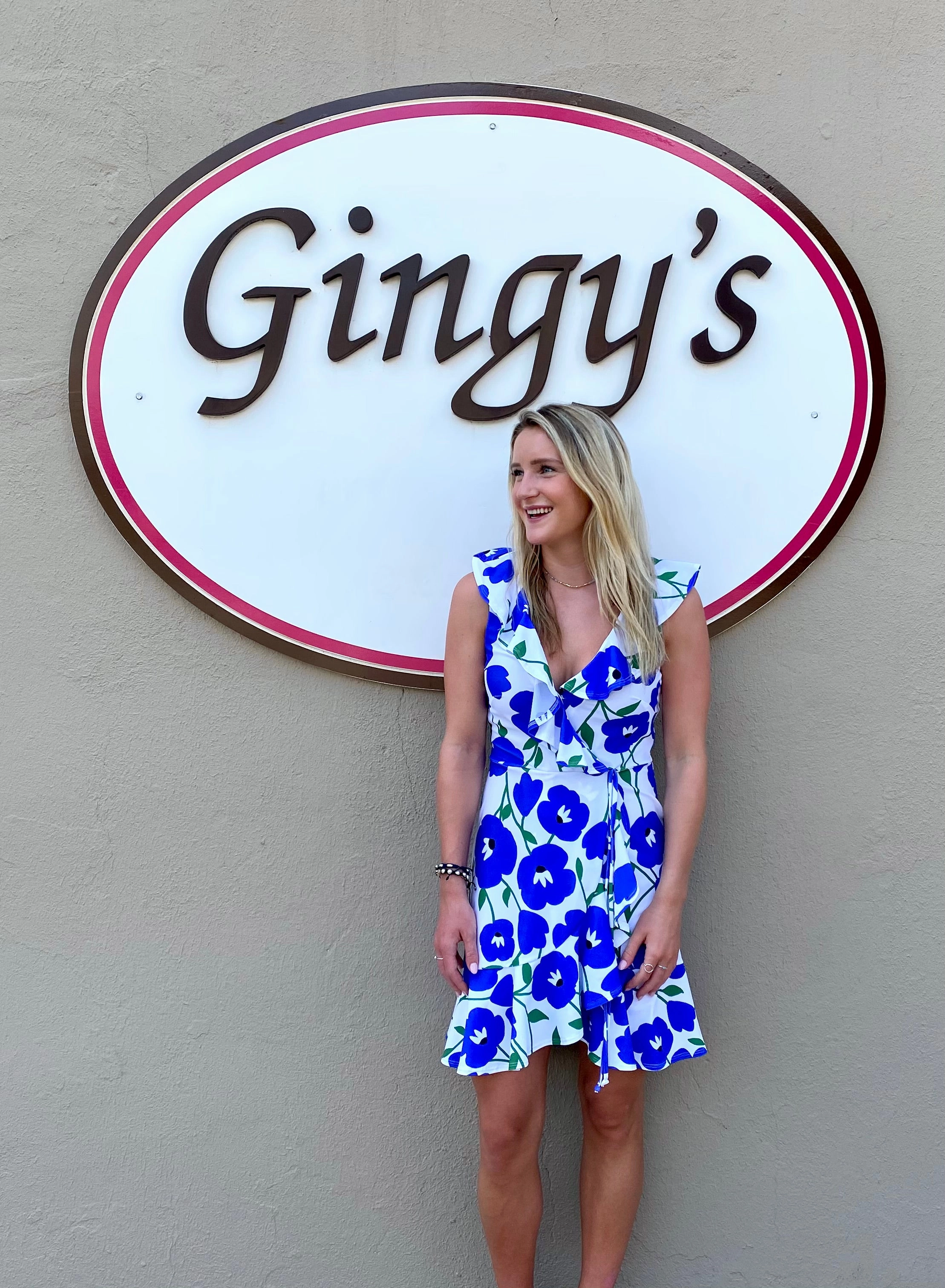 Naples Faux Wrap Dress Pop Art Flower Edgy Twist