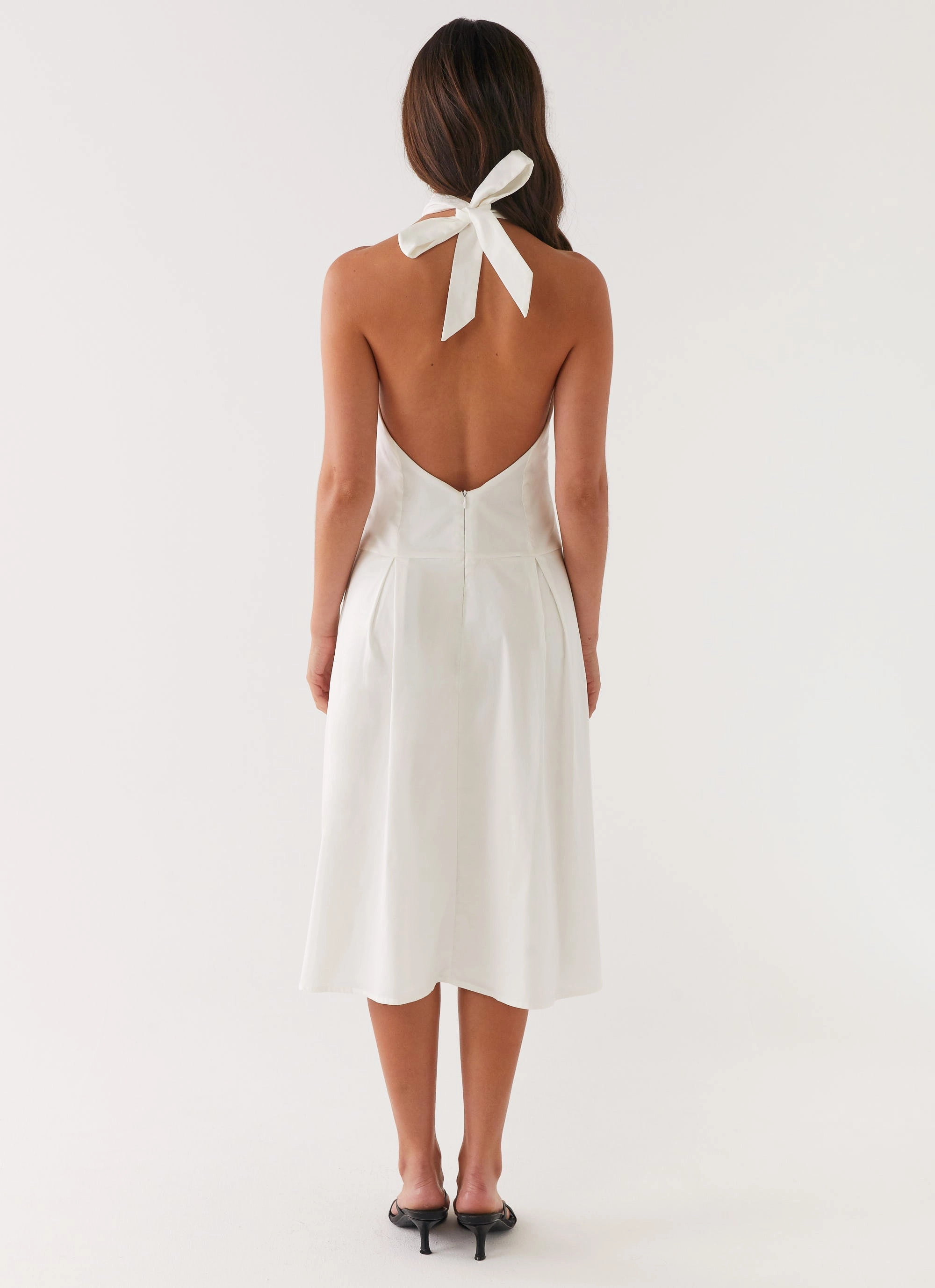 Upgrade-Option Calla Halter Midi Dress - White