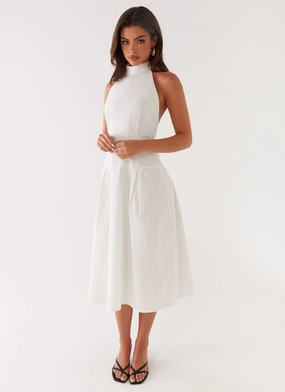 Effortless Layer Wear Calla Halter Midi Dress - White