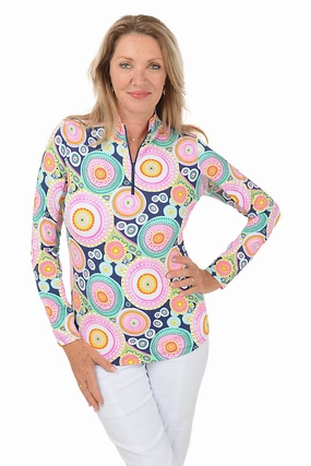 Classic Crew Neck Navy Leona Mandala UPF50  Sun Shirt