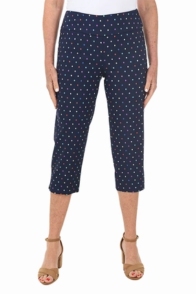 Sophisticated Look Navy Rainbow Dots Pull-On Crop Pant