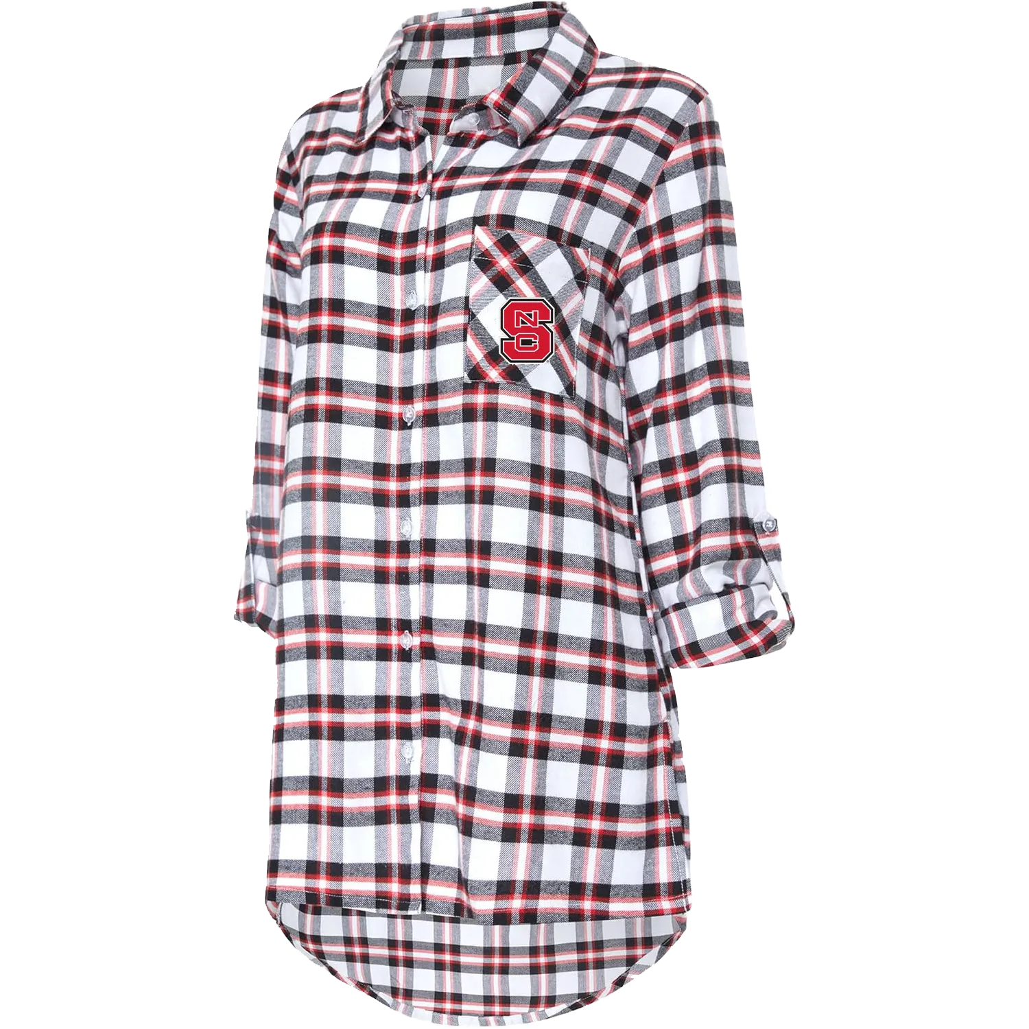 NC State Wolfpack Women's Black/Red Block S Sienna Flannel Button Down Shirt