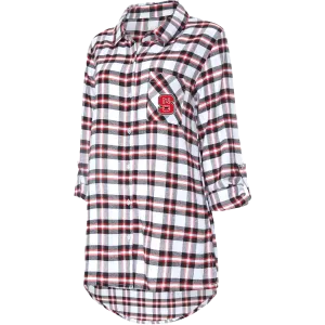 NC State Wolfpack Women's Black/Red Block S Sienna Flannel Button Down Shirt