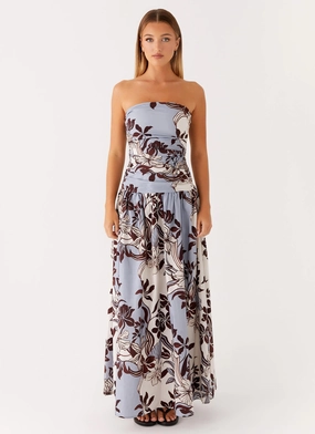 Gentle Motion Delicate Tone Carmel Maxi Dress - Bluewood Blossom