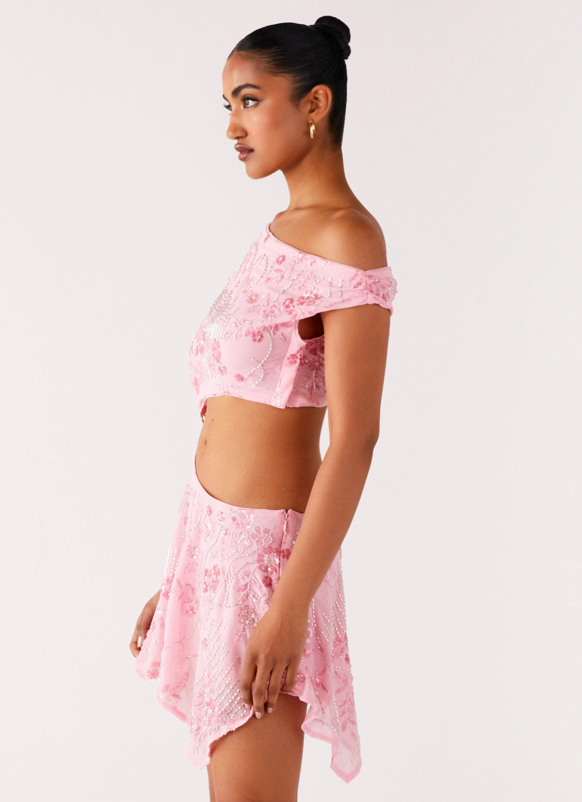 Reversible-Style Soft Weave Aletta Sequin Mini Dress - Pink