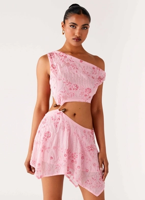 Bright Petal Modern Cut Aletta Sequin Mini Dress - Pink