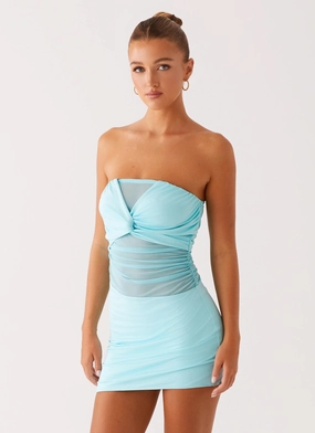 Lita Twist Mini Dress - Turquoise AntiStaticMaterial Smart Blend