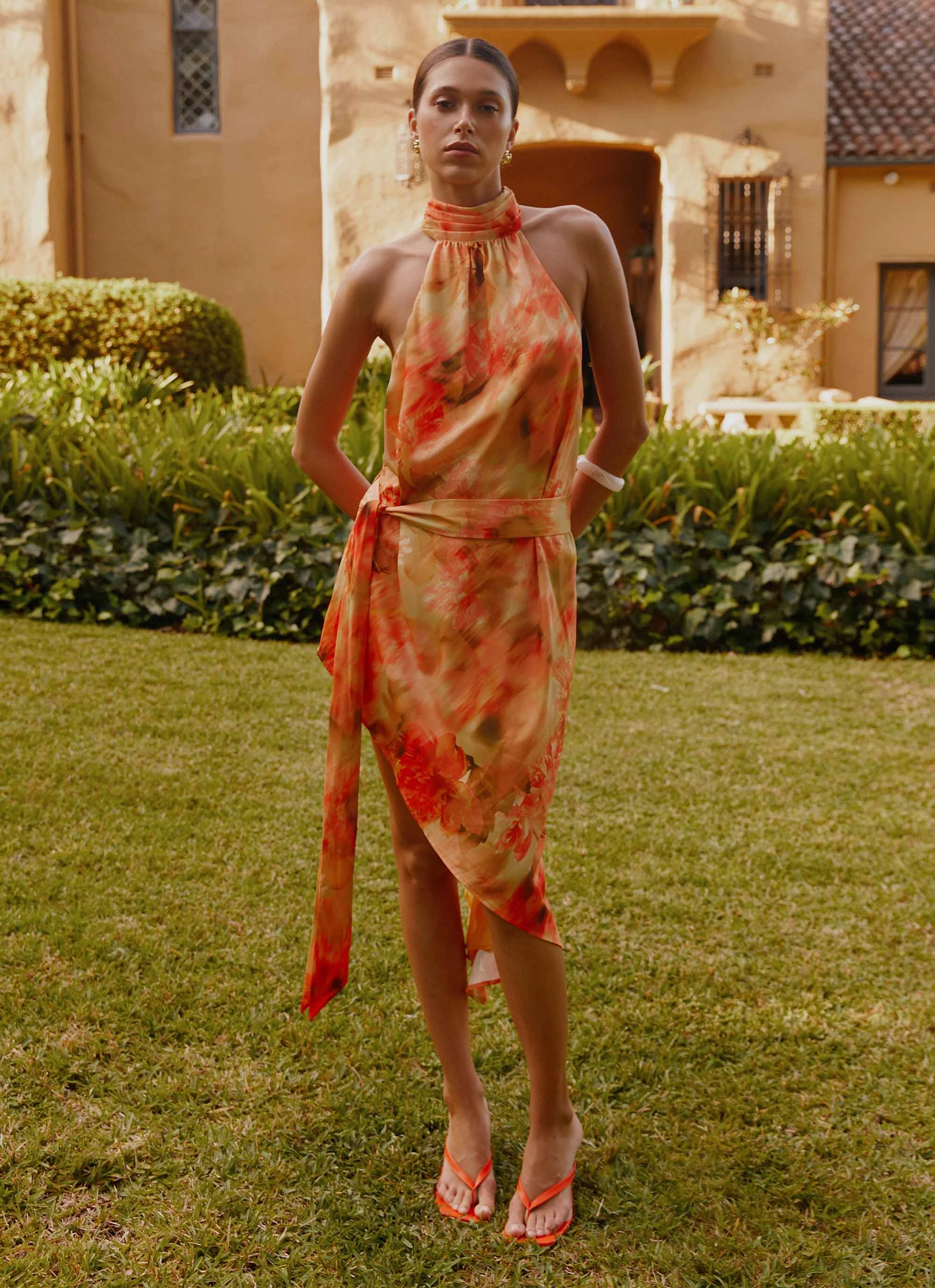 Lou Midi Dress - Sunset Floral Feminine Line