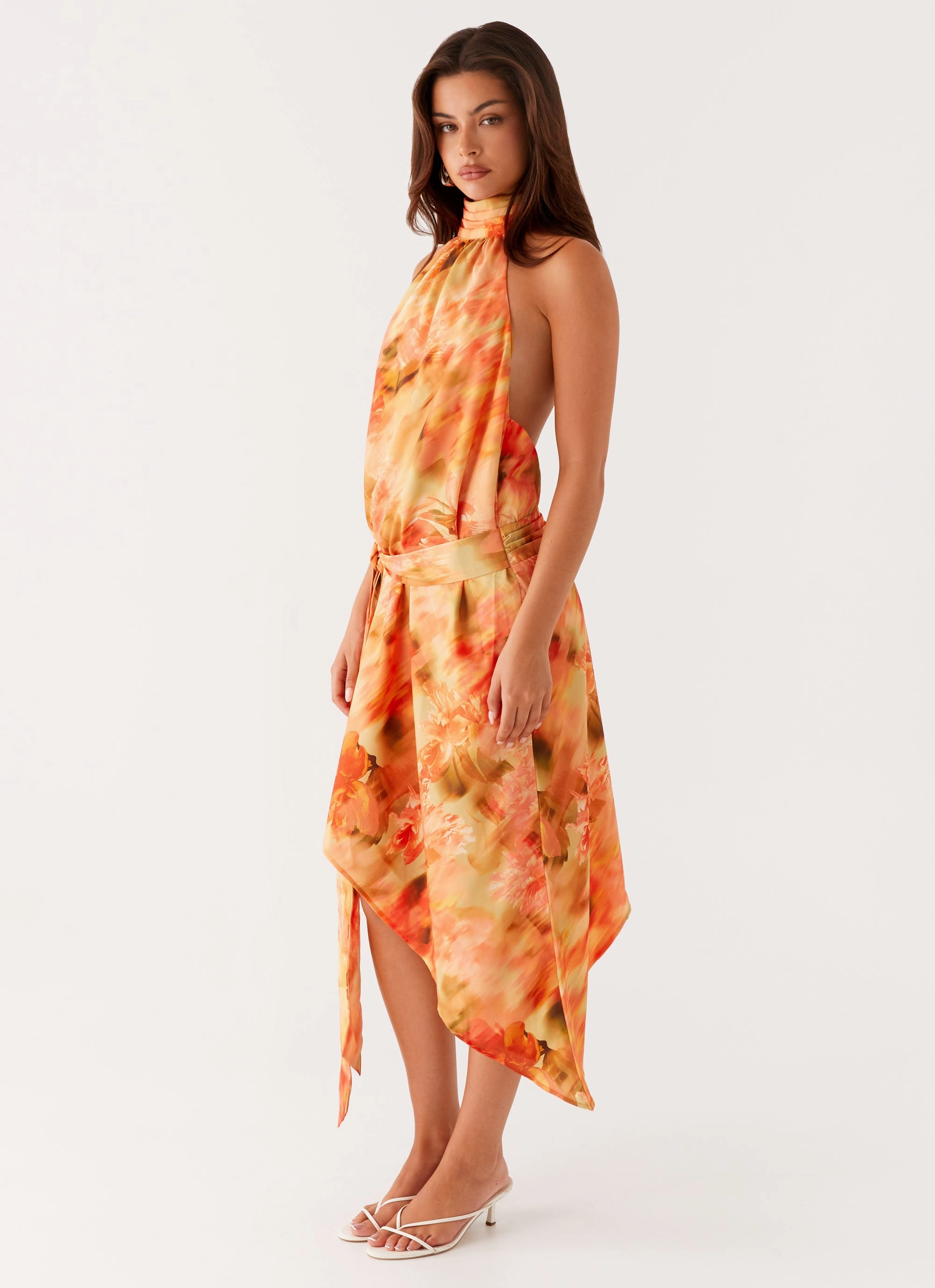 Lou Midi Dress - Sunset Floral Breathable Material Summer-Season