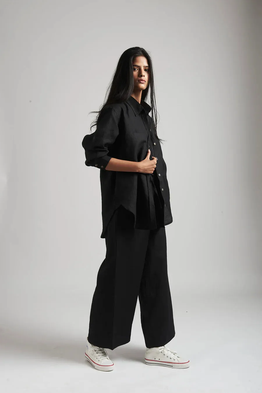 Neha Dhupia styled Black Linen Coord Set