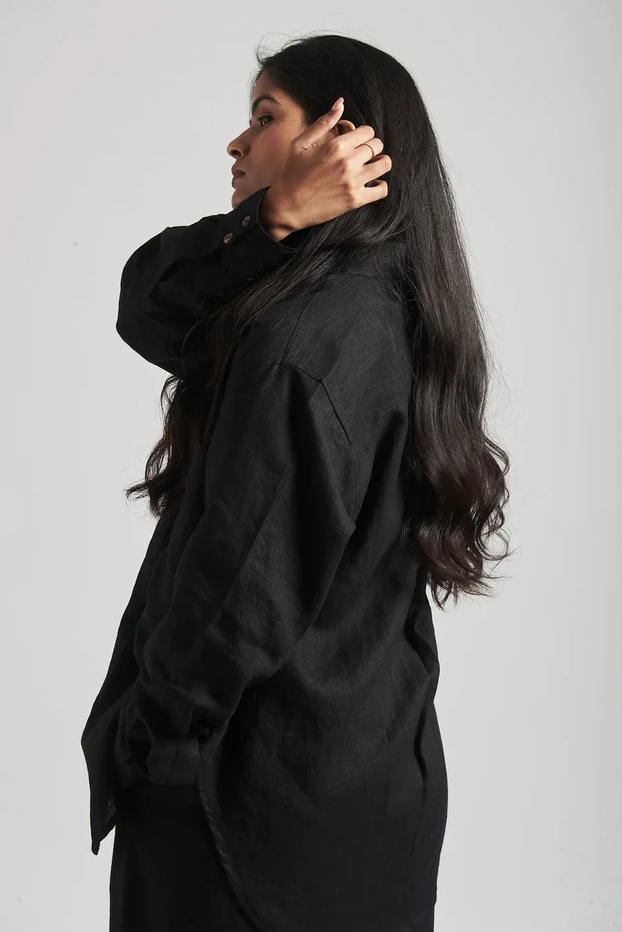 Neha Dhupia styled Black Linen Coord Set