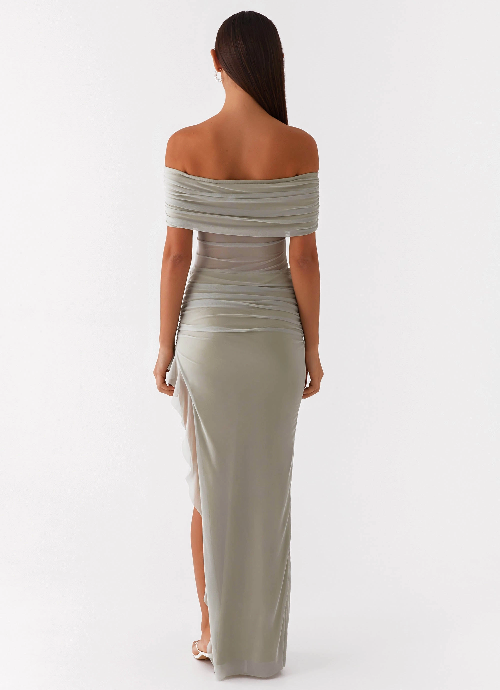 Sleek Touch Nelly Off Shoulder Maxi Dress - Pistachio